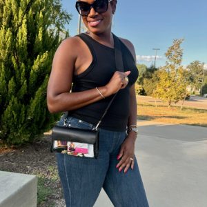 Solid Trim Clear Crossbody Bag (Black)